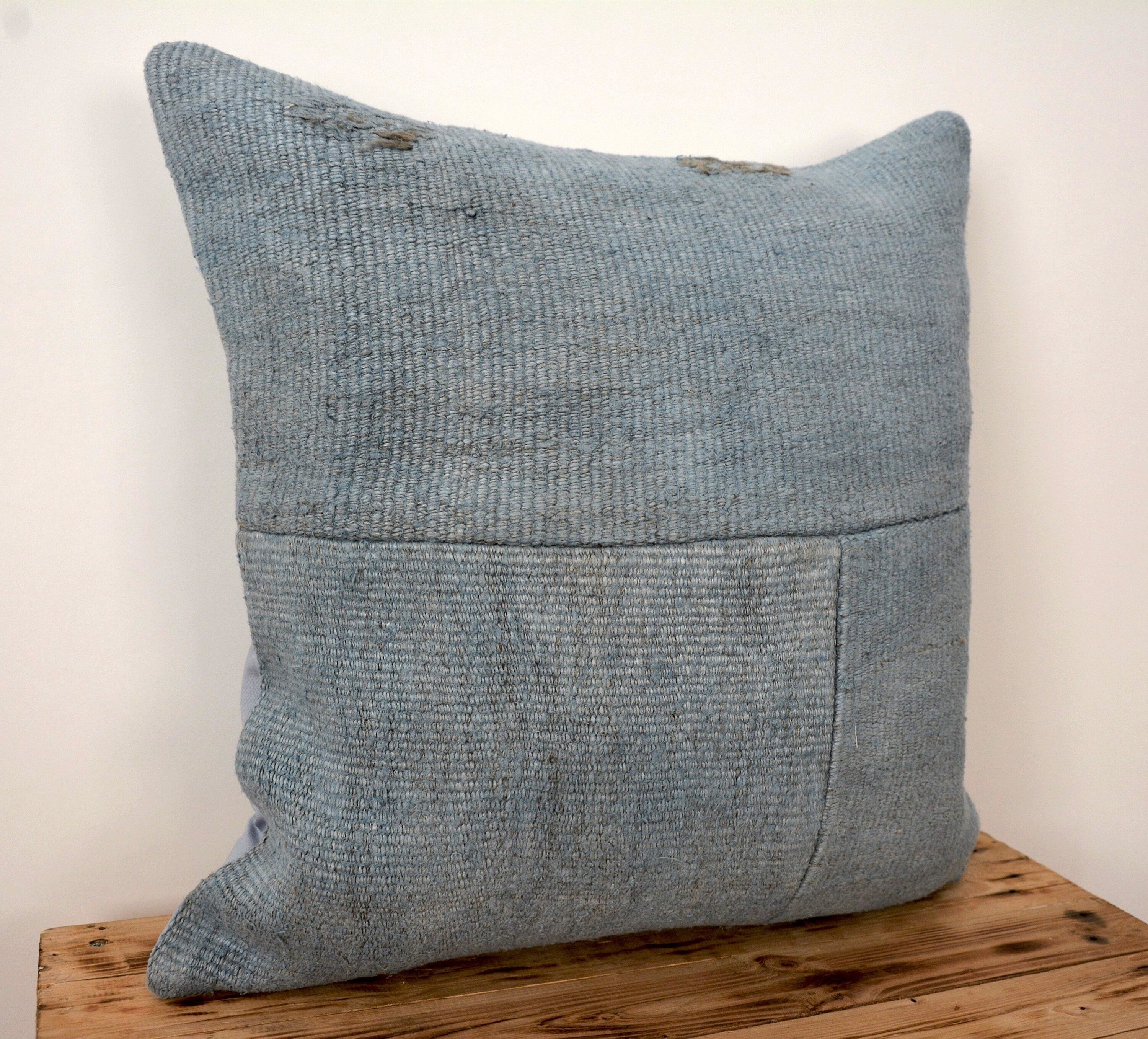 Crescencia - Blue Hemp Pillow Cover