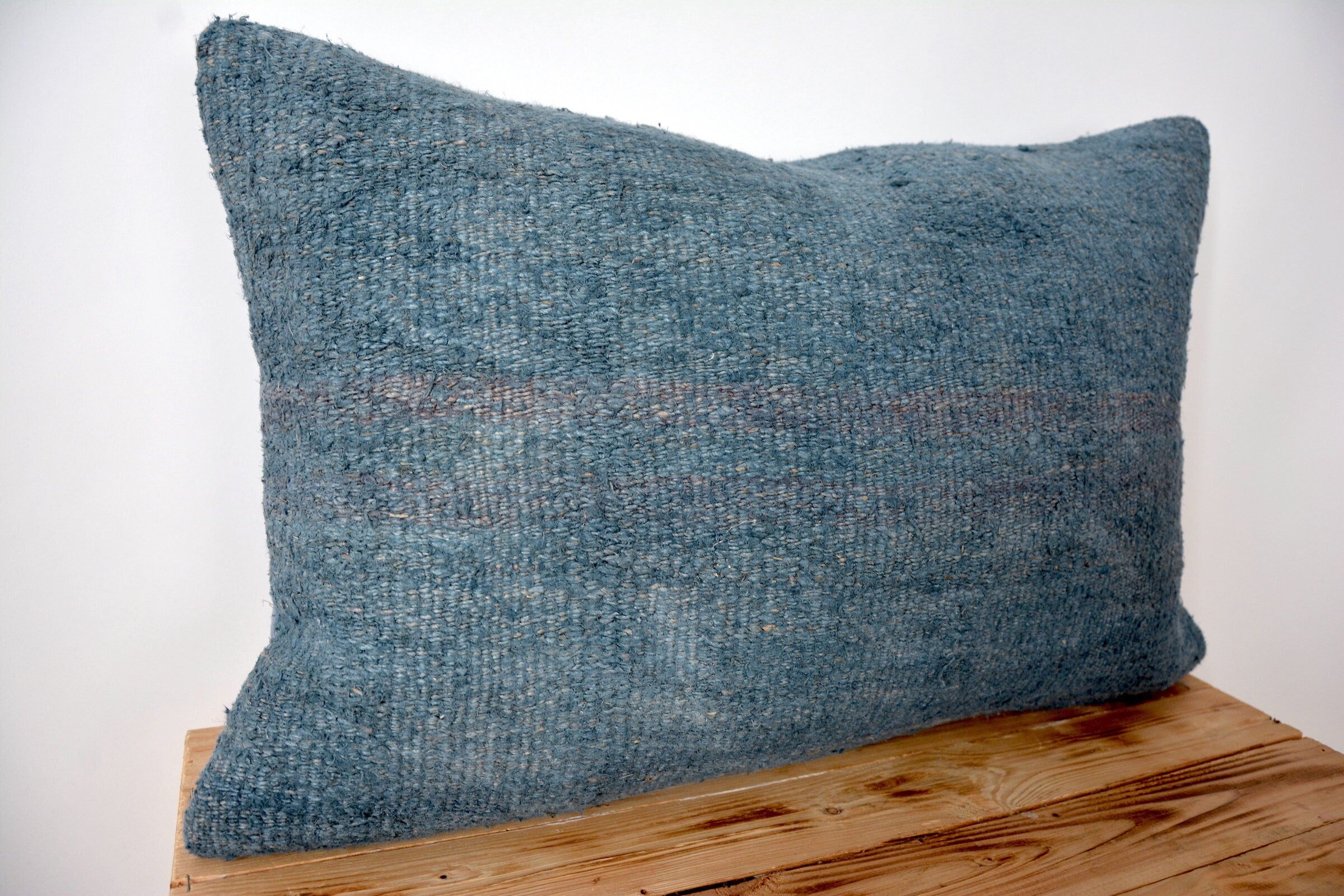 Celosia - Blue Hemp Pillow Cover