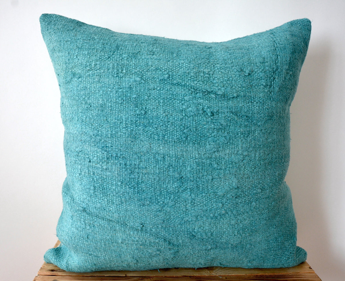 Coraline - Turquoise Hemp Pillow Cover