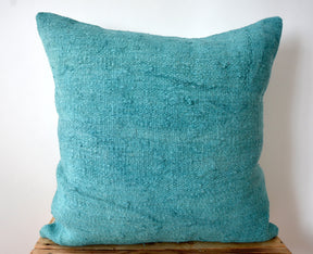 Coraline - Turquoise Hemp Pillow Cover