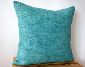 Coraline - Turquoise Hemp Pillow Cover