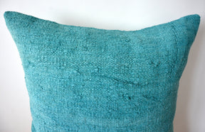 Coraline - Turquoise Hemp Pillow Cover