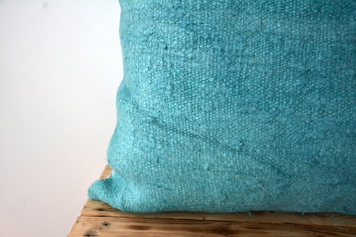 Coraline - Turquoise Hemp Pillow Cover