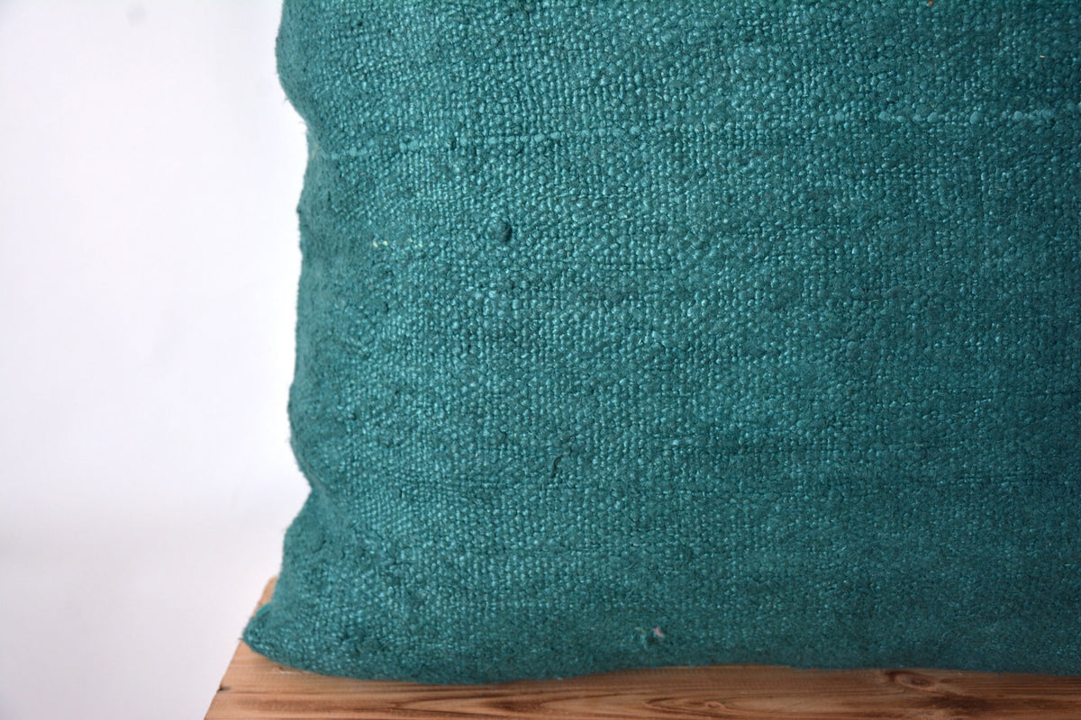 Clelia - Turquoise Hemp Pillow Cover