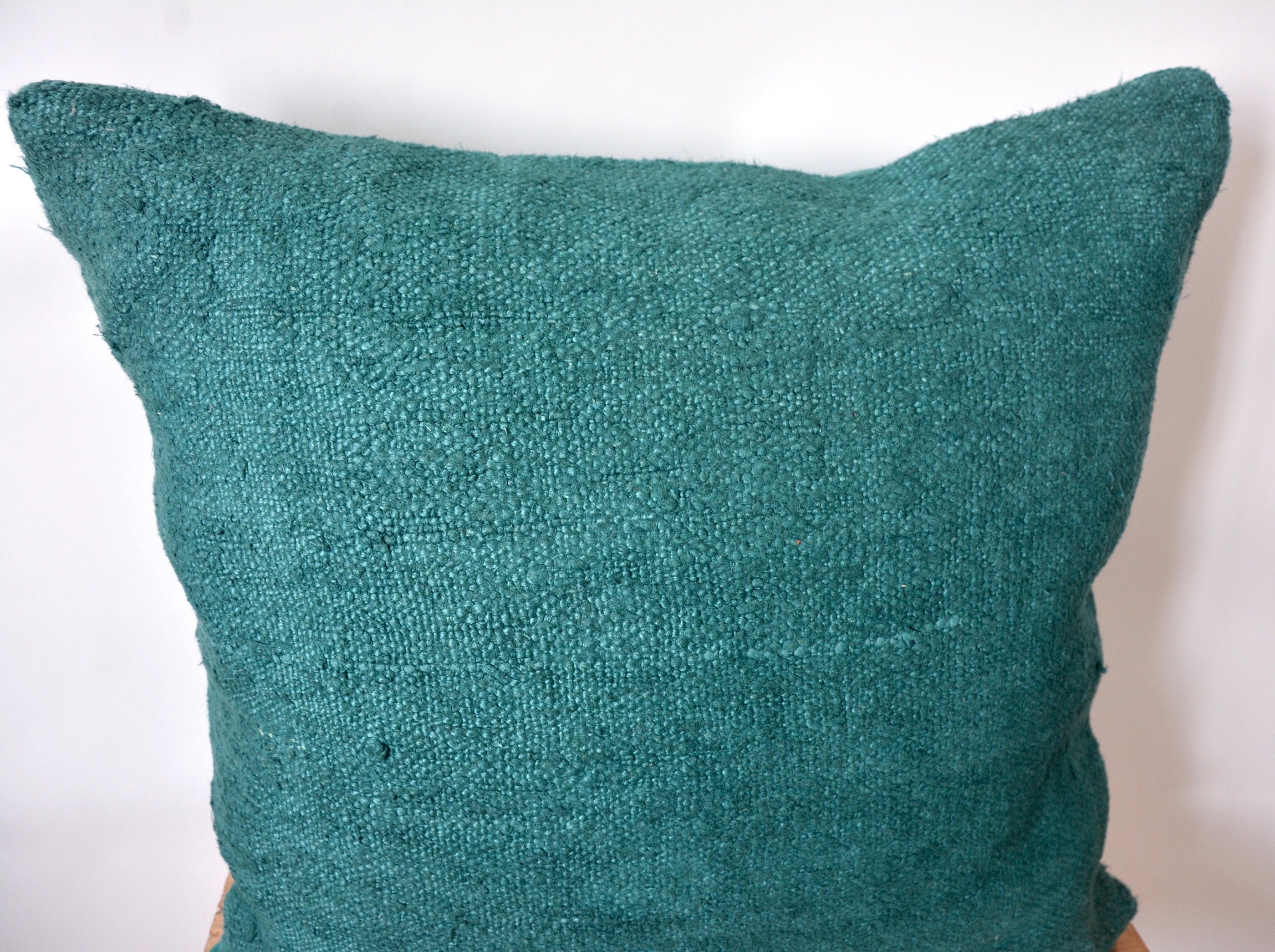 Clelia - Turquoise Hemp Pillow Cover