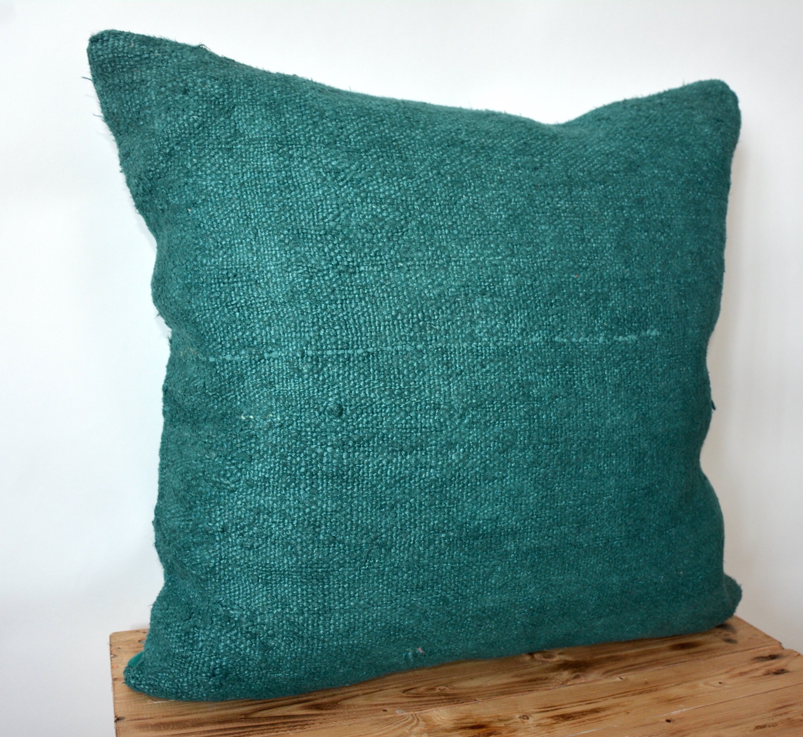 Clelia - Turquoise Hemp Pillow Cover