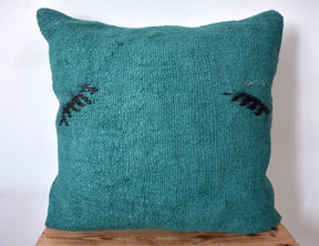 Caris - Turquoise Hemp Pillow Cover