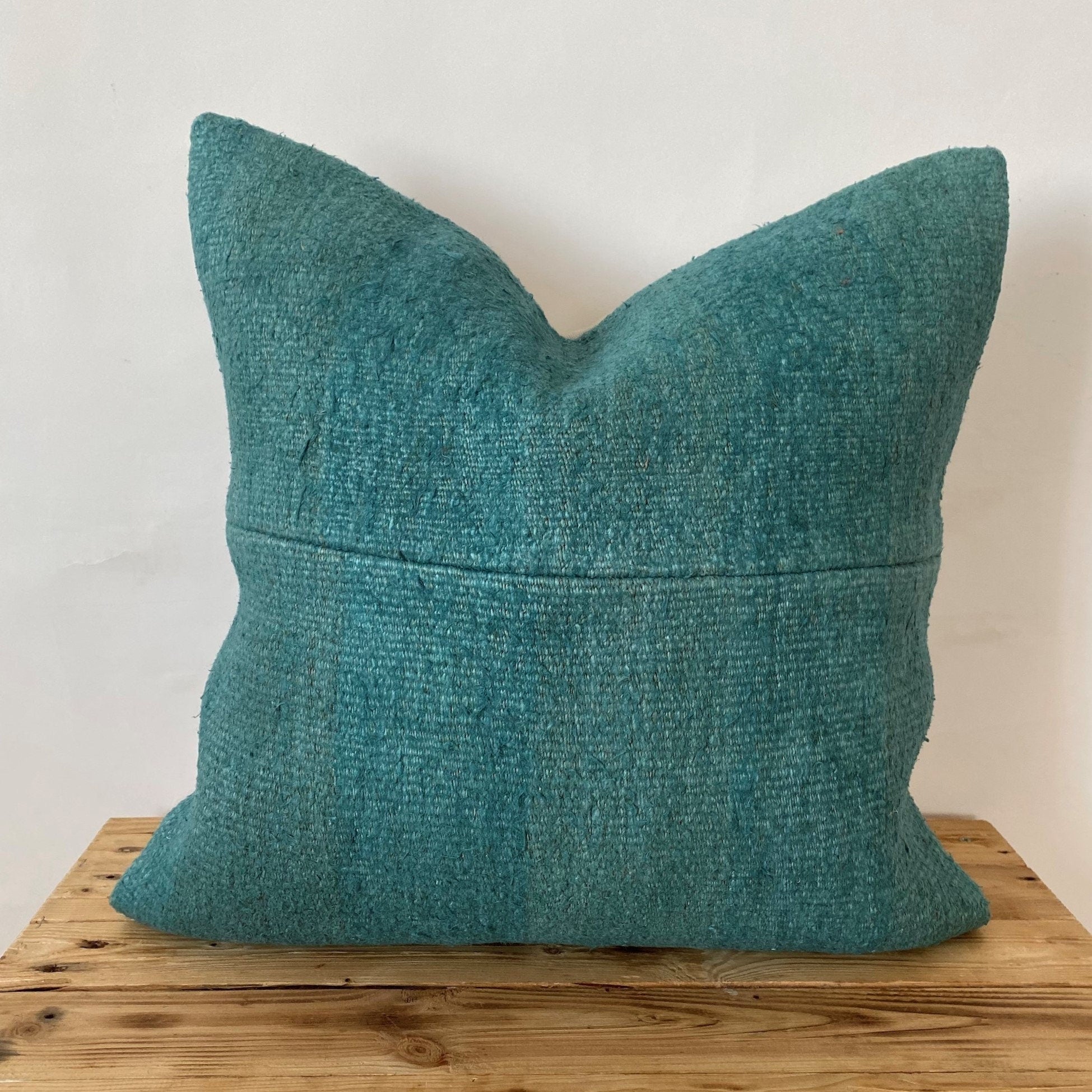 Ciana - Turquoise Hemp Pillow Cover