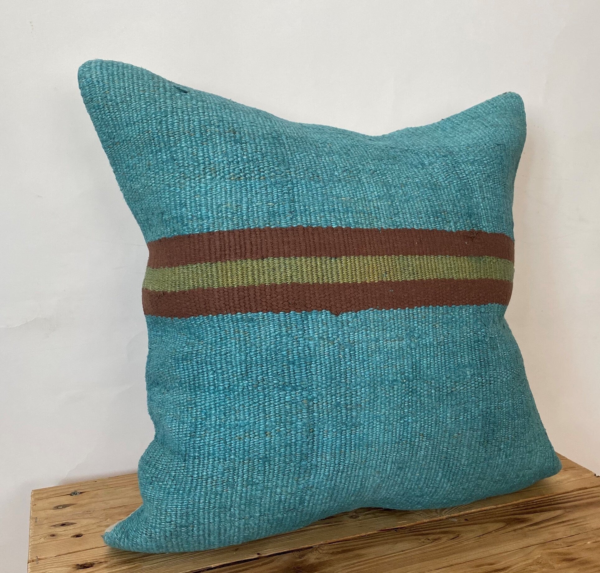 Cassiane - Turquoise Hemp Pillow Cover