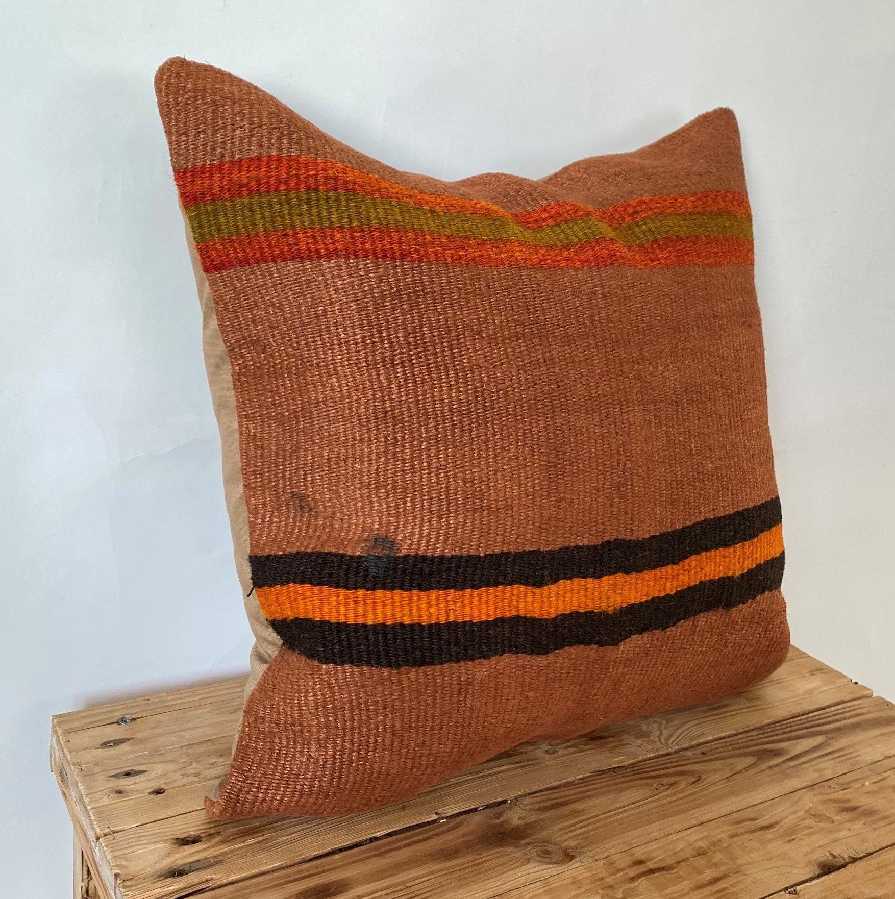 Yareli - Orange Hemp Pillow Cover