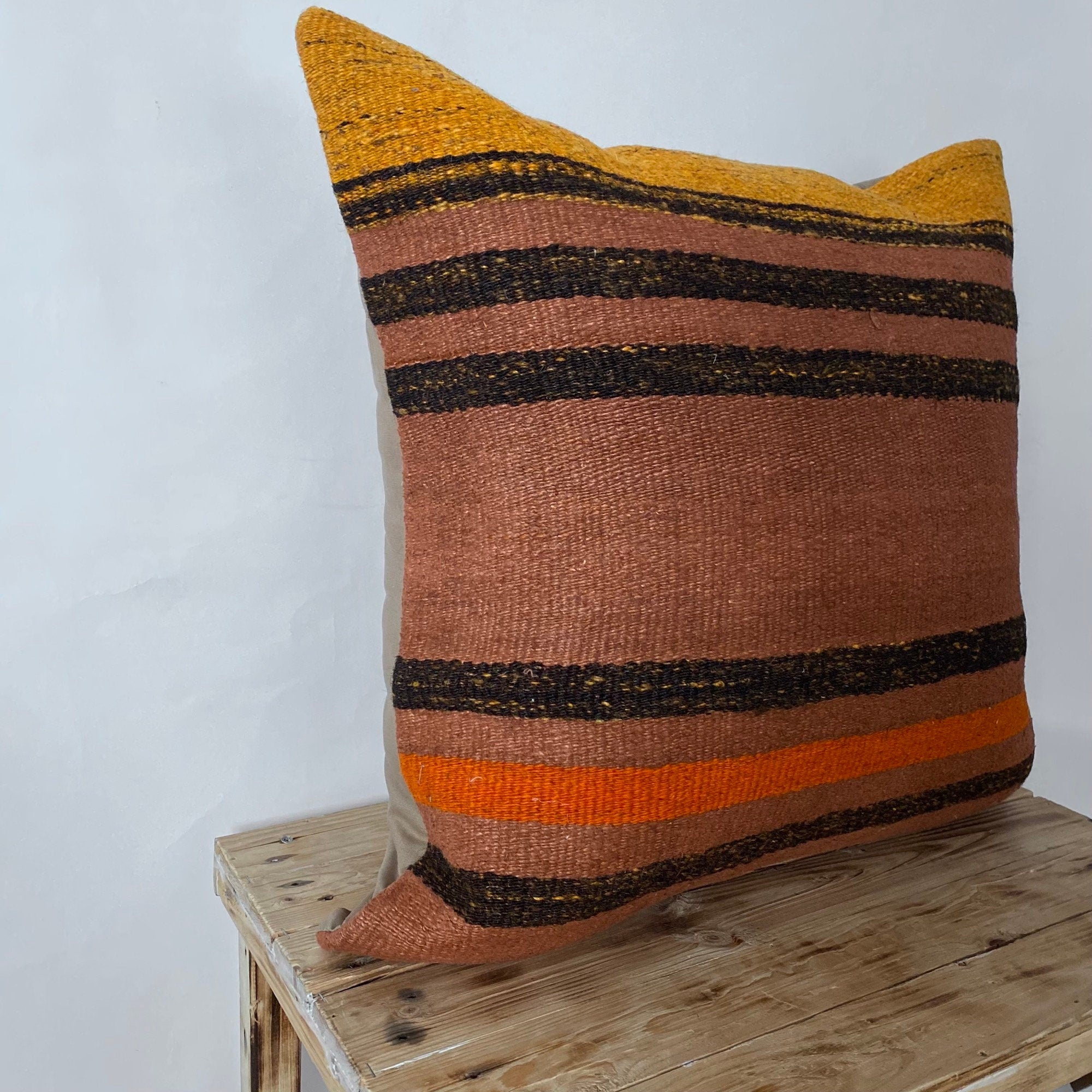 Yalina - Orange Hemp Pillow Cover