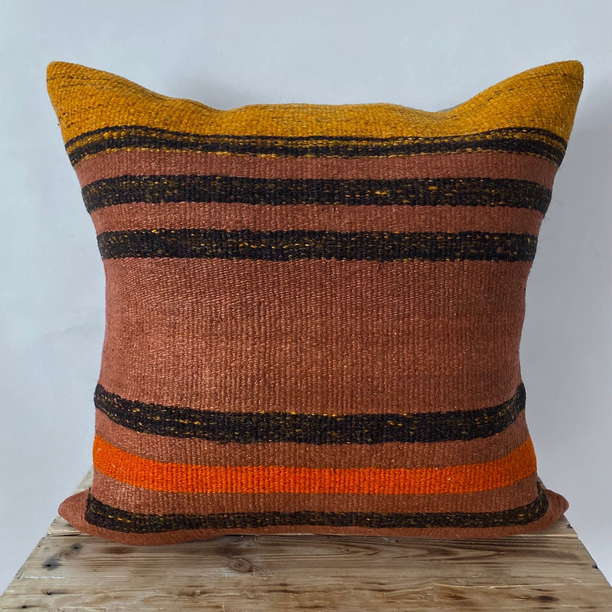 Yalina - Orange Hemp Pillow Cover