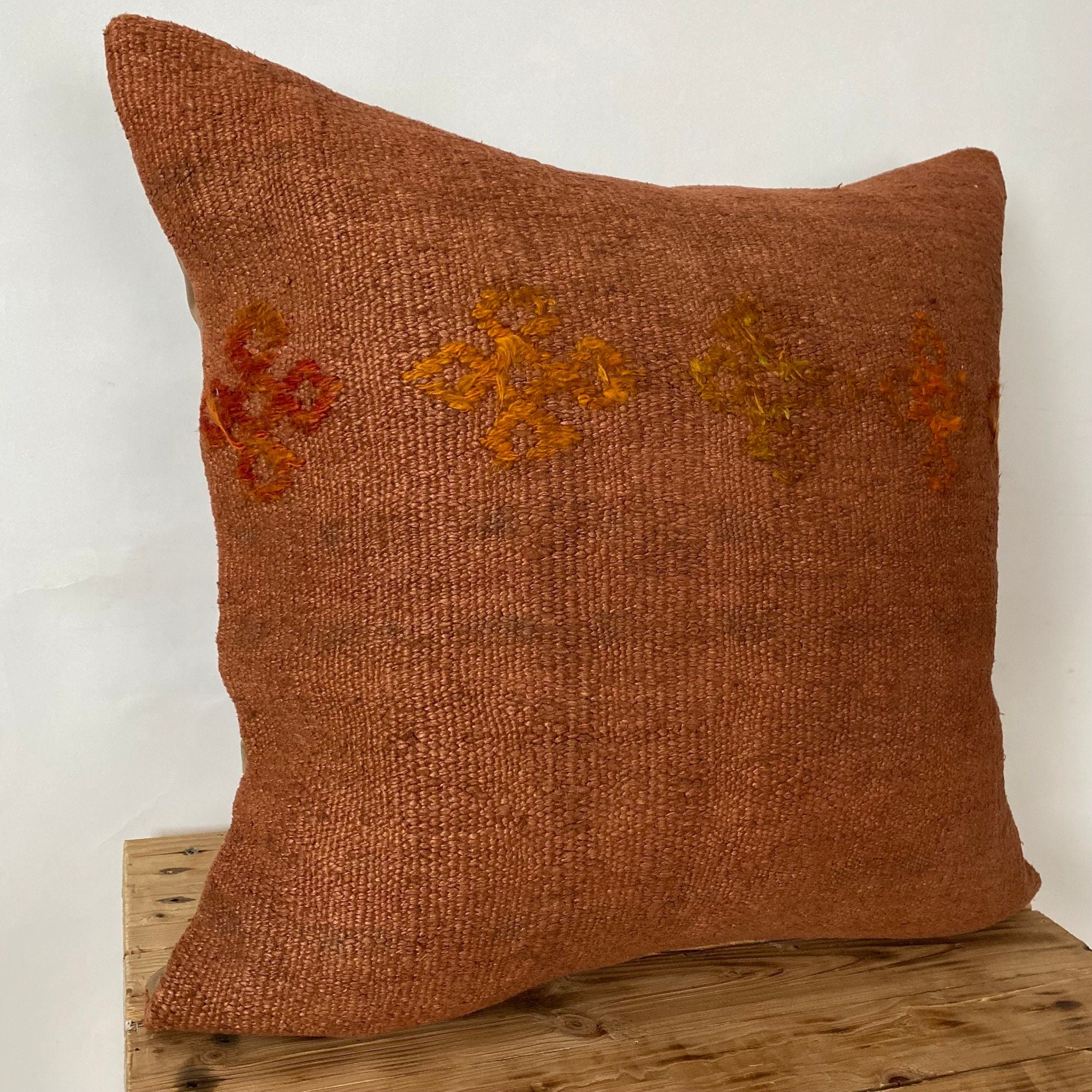 Yulanda - Orange Hemp Pillow Cover