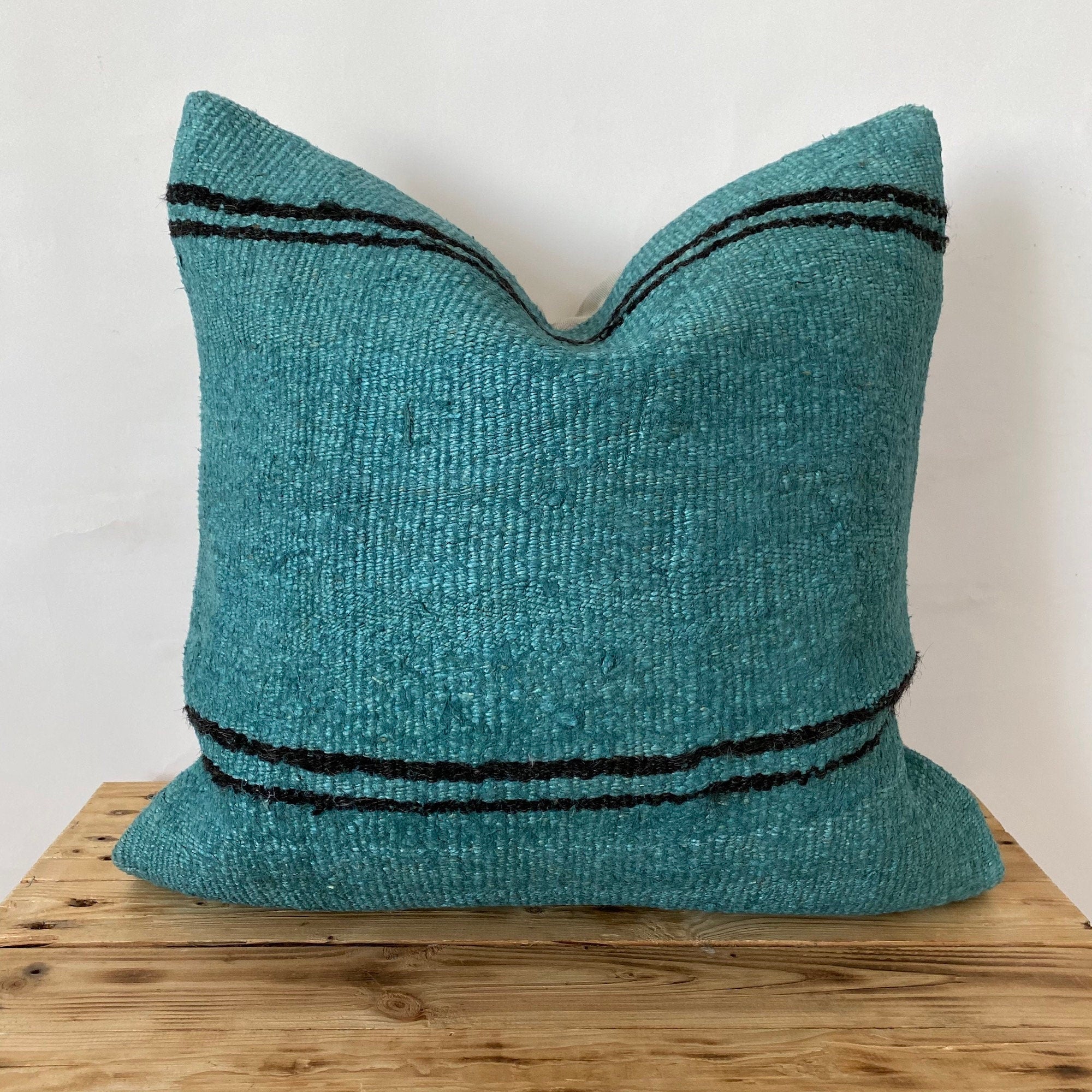 Calantha - Turquoise Hemp Pillow Cover