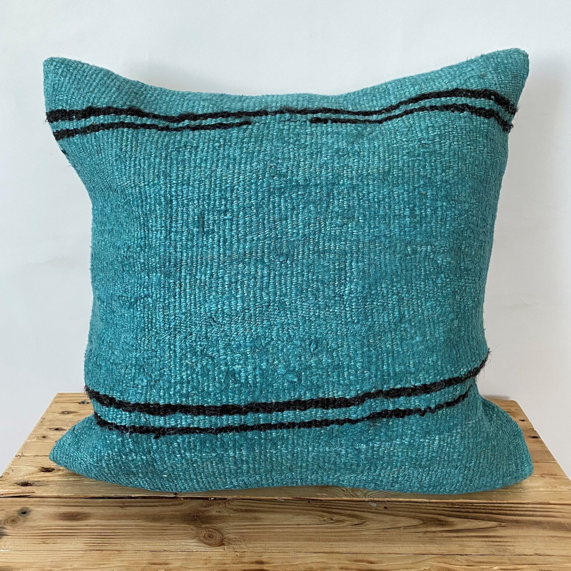 Calantha - Turquoise Hemp Pillow Cover