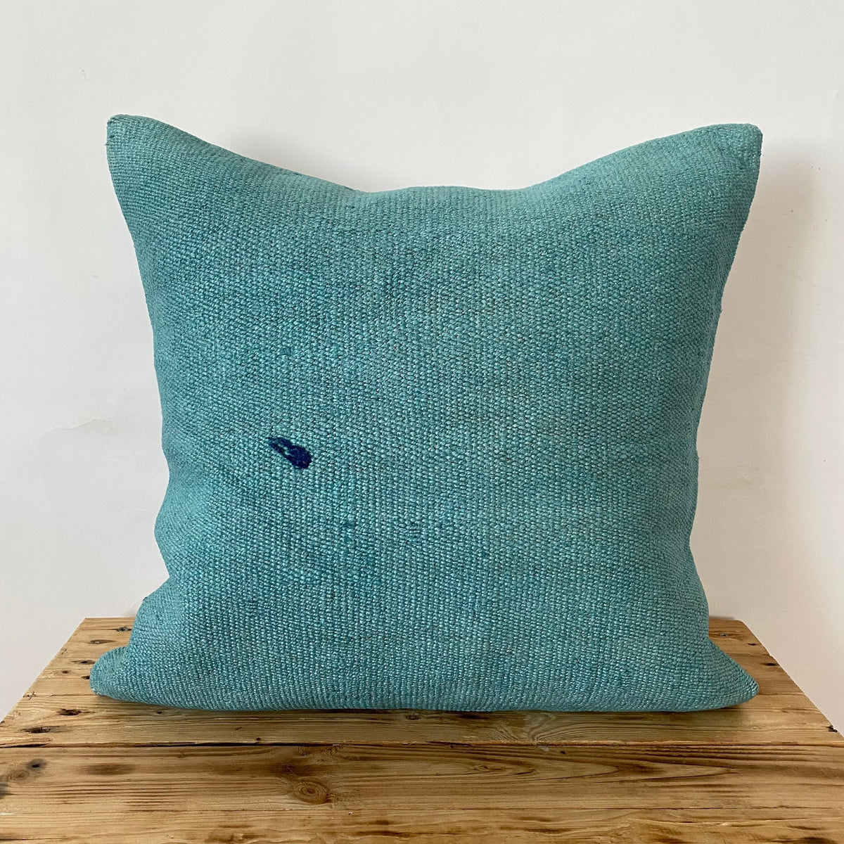 Celandine - Turquoise Hemp Pillow Cover