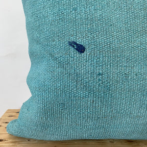 Celandine - Turquoise Hemp Pillow Cover