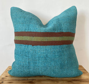 Cassiane - Turquoise Hemp Pillow Cover