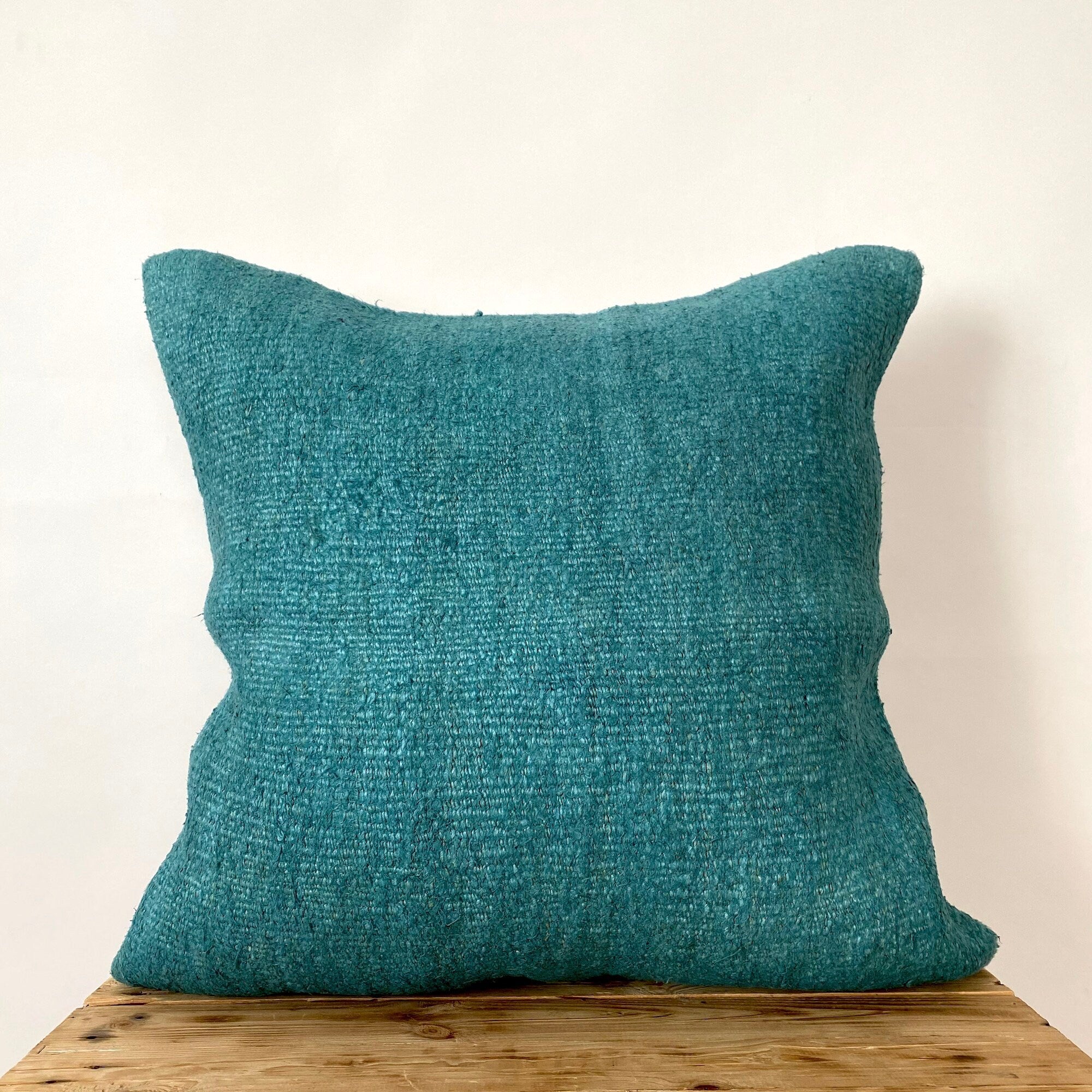 Cressie - Turquoise Hemp Pillow Cover