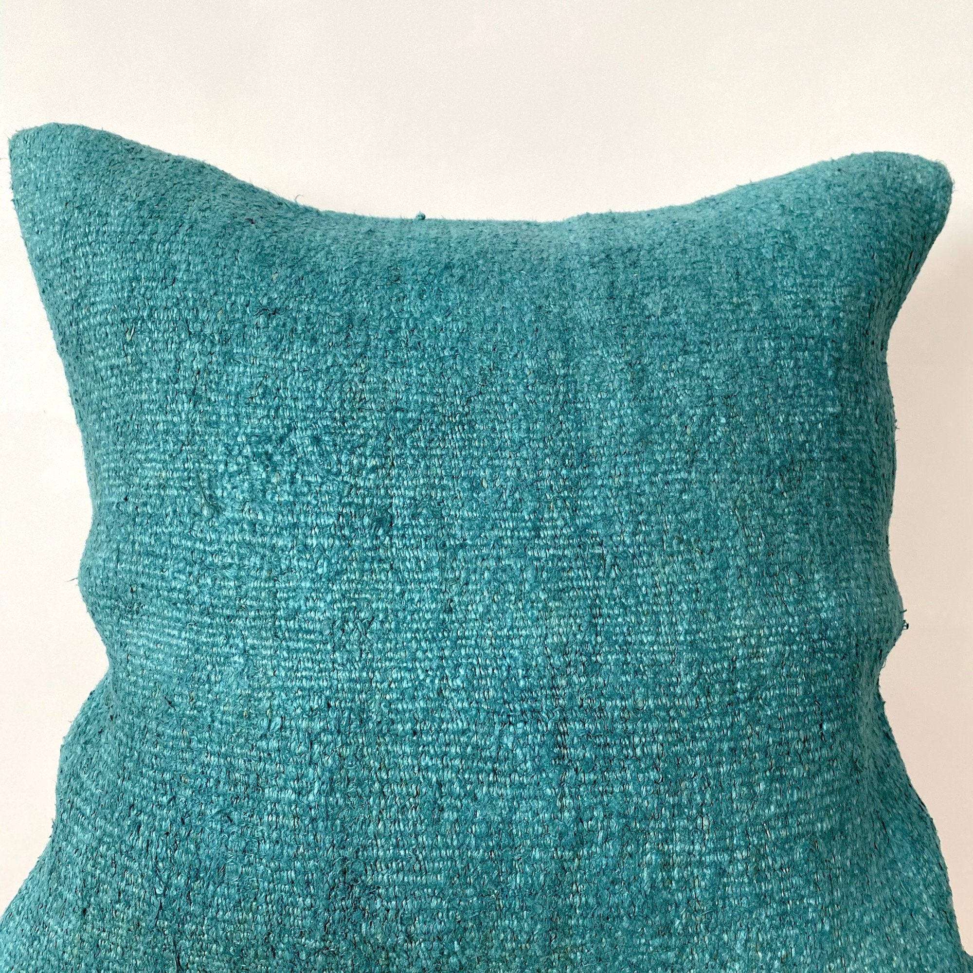 Cressie - Turquoise Hemp Pillow Cover