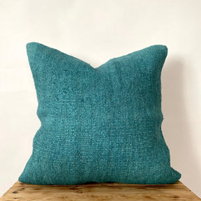 Cressie - Turquoise Hemp Pillow Cover