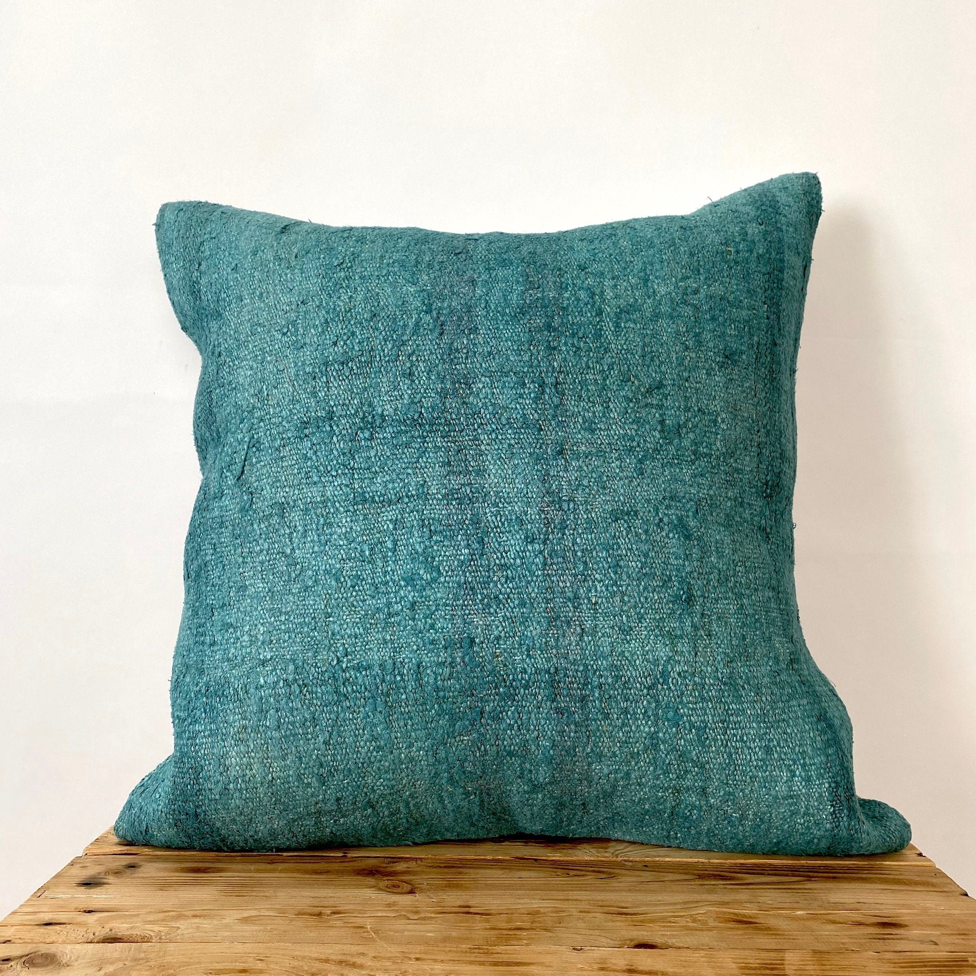 Cyrene - Turquoise Hemp Pillow Cover