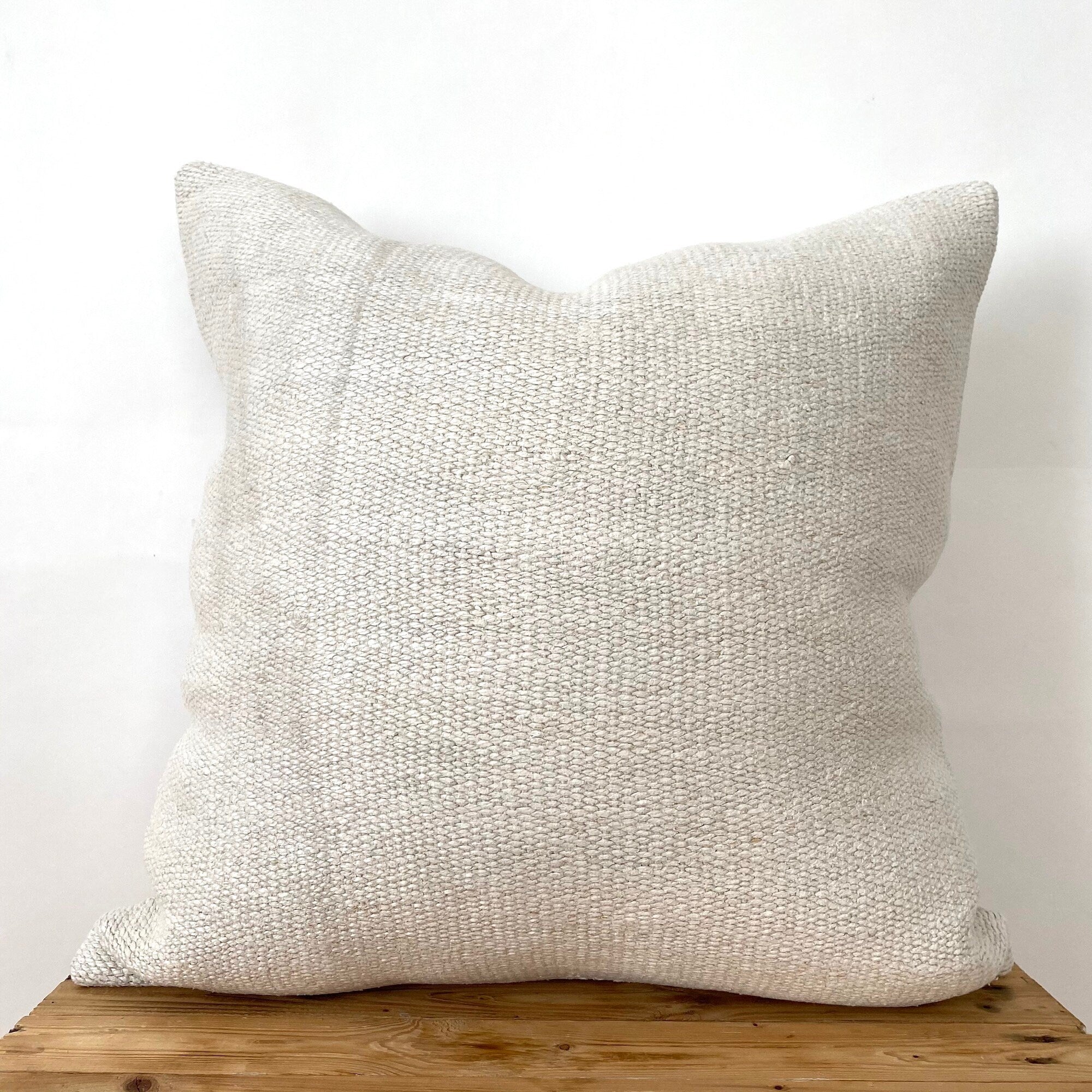 Cerise - White Hemp Pillow Cover