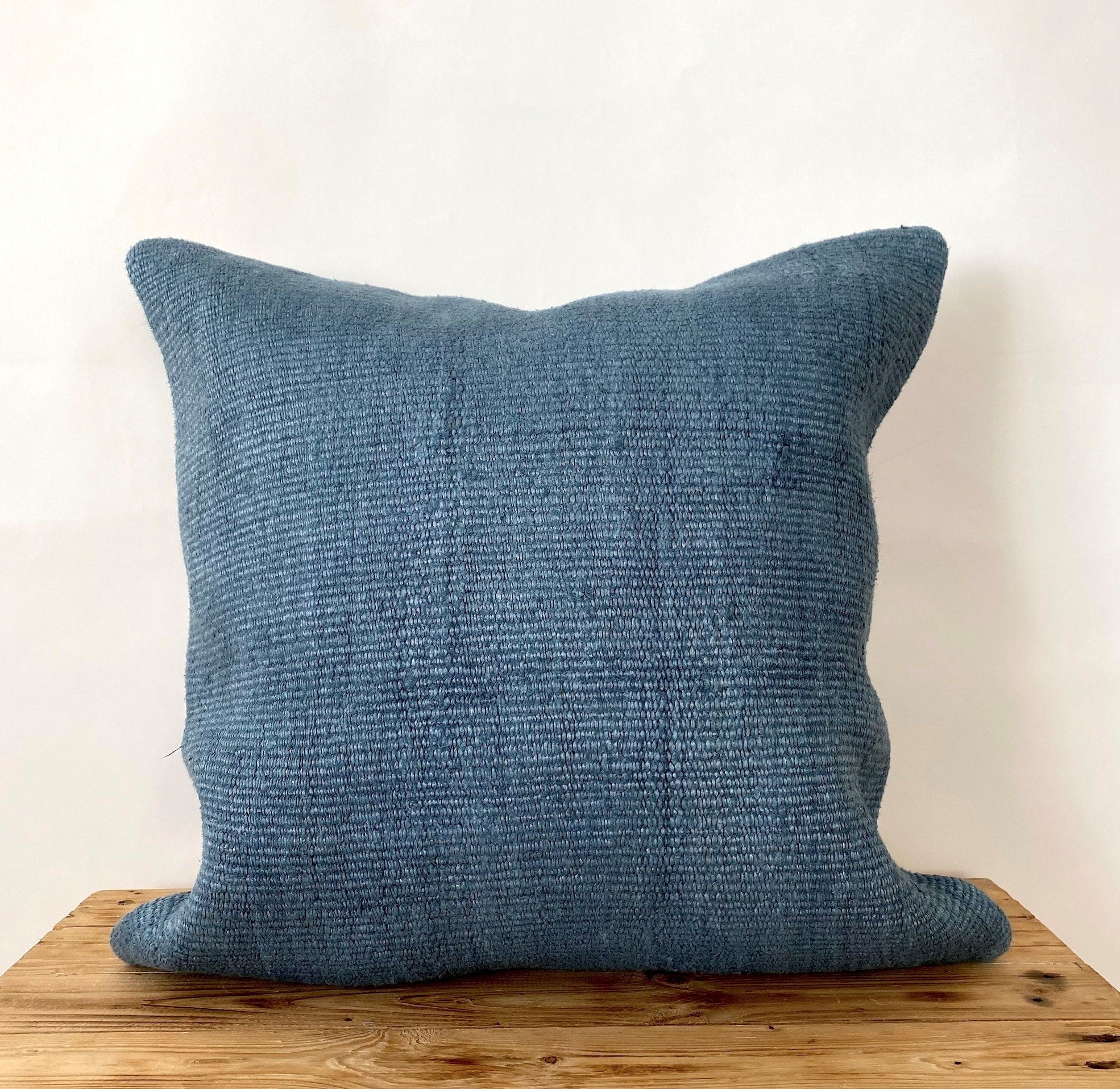 Capri - Blue Hemp Pillow Cover