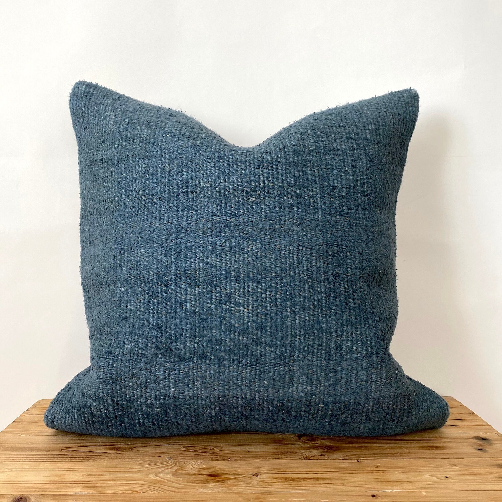 Cynara - Blue Hemp Pillow Cover