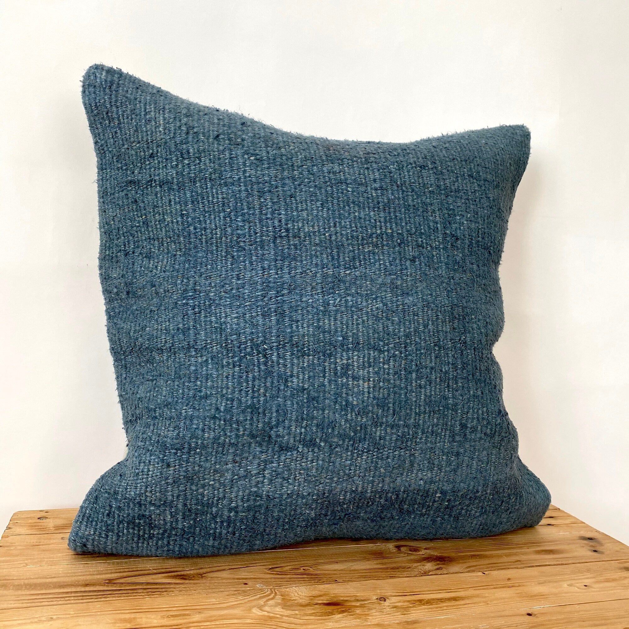 Cynara - Blue Hemp Pillow Cover