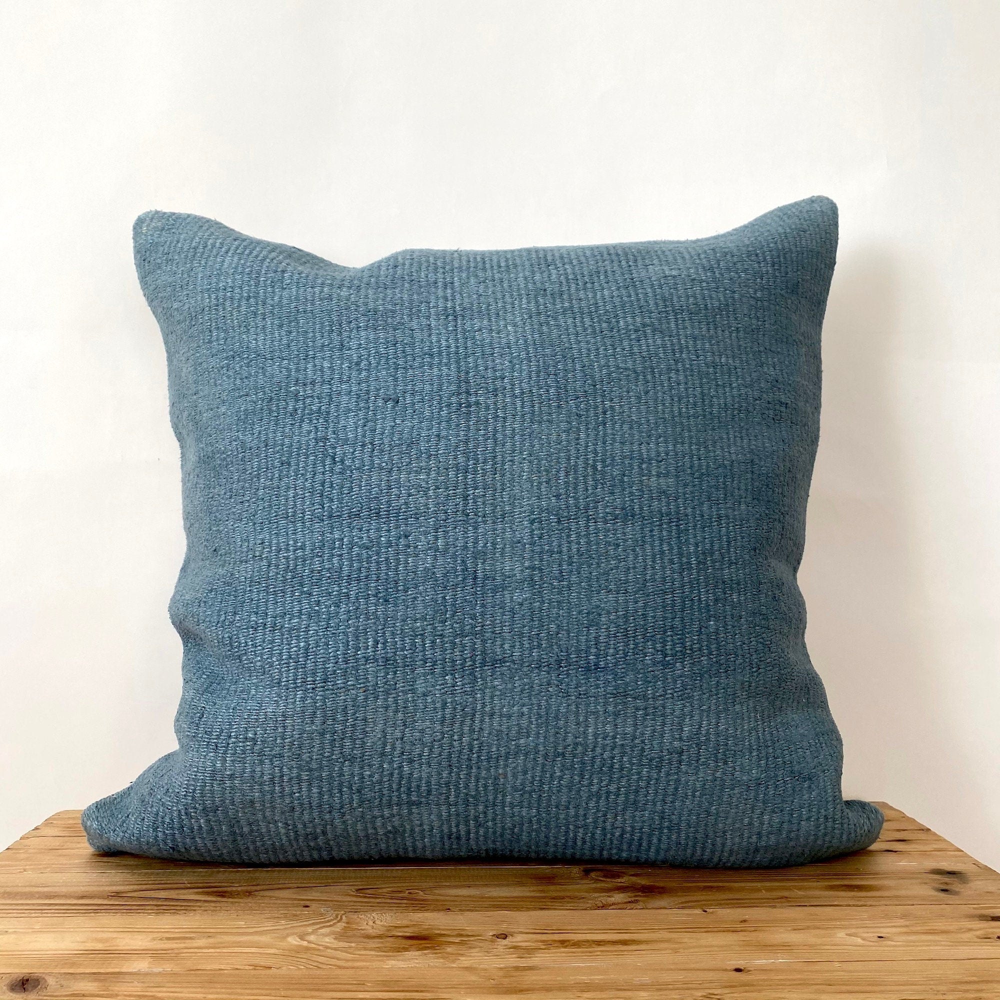 Cyan - Blue Hemp Pillow Cover