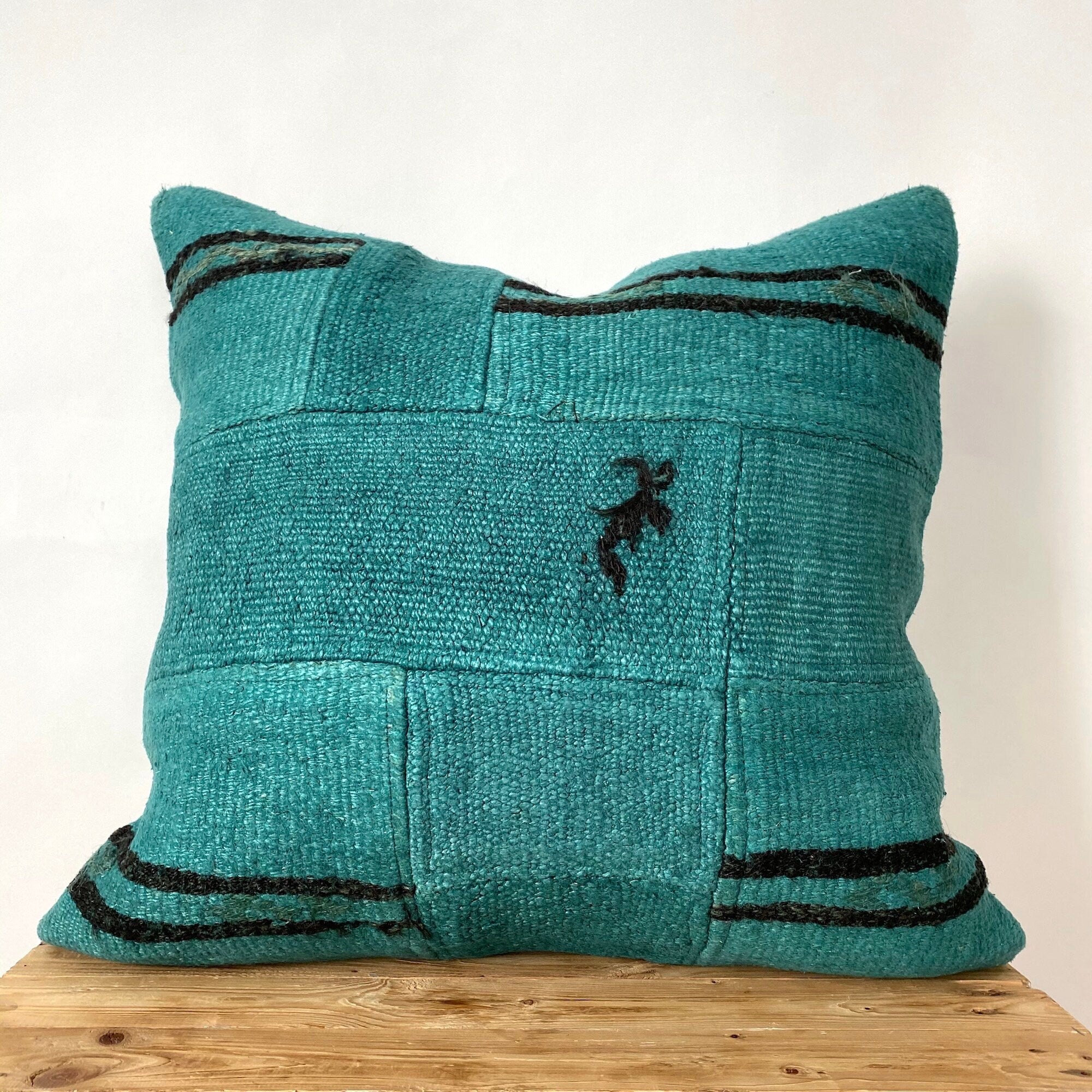 Coralyn - Turquoise Hemp Pillow Cover