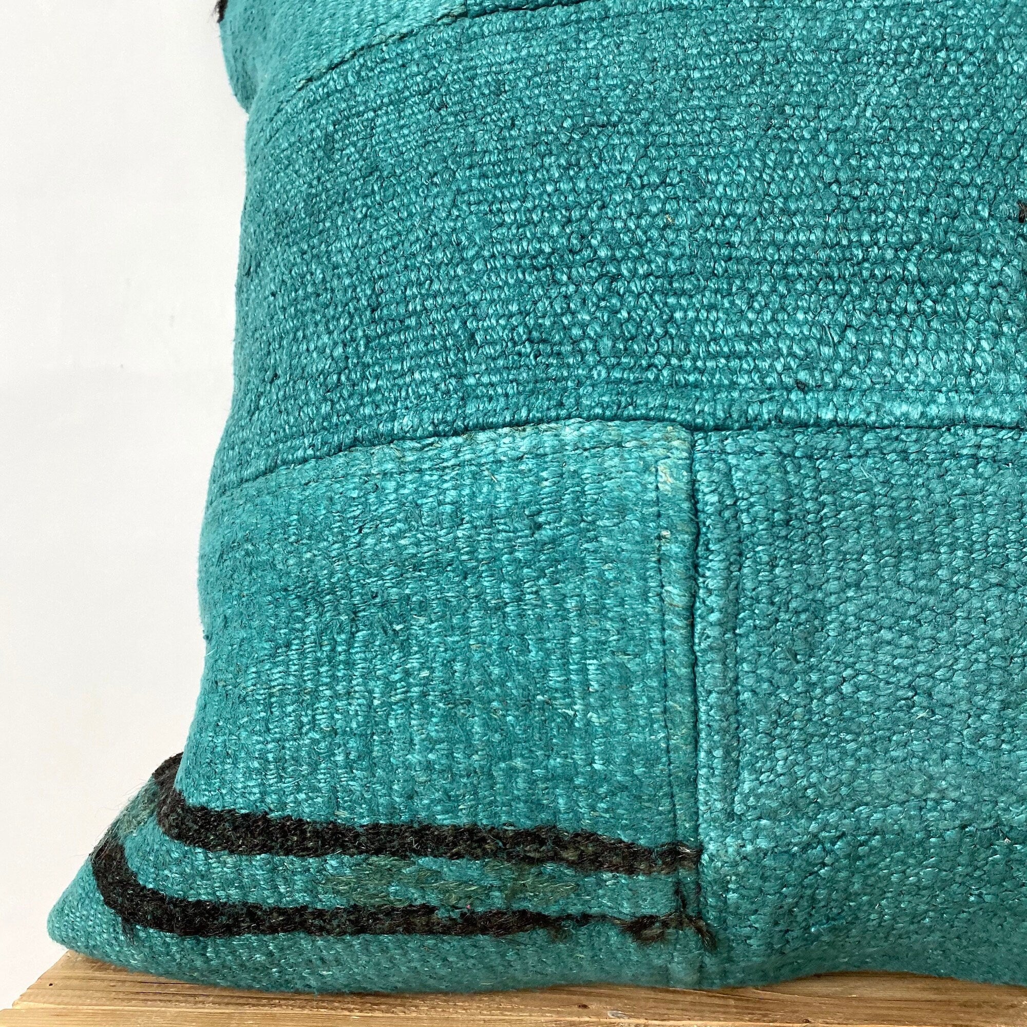 Coralyn - Turquoise Hemp Pillow Cover