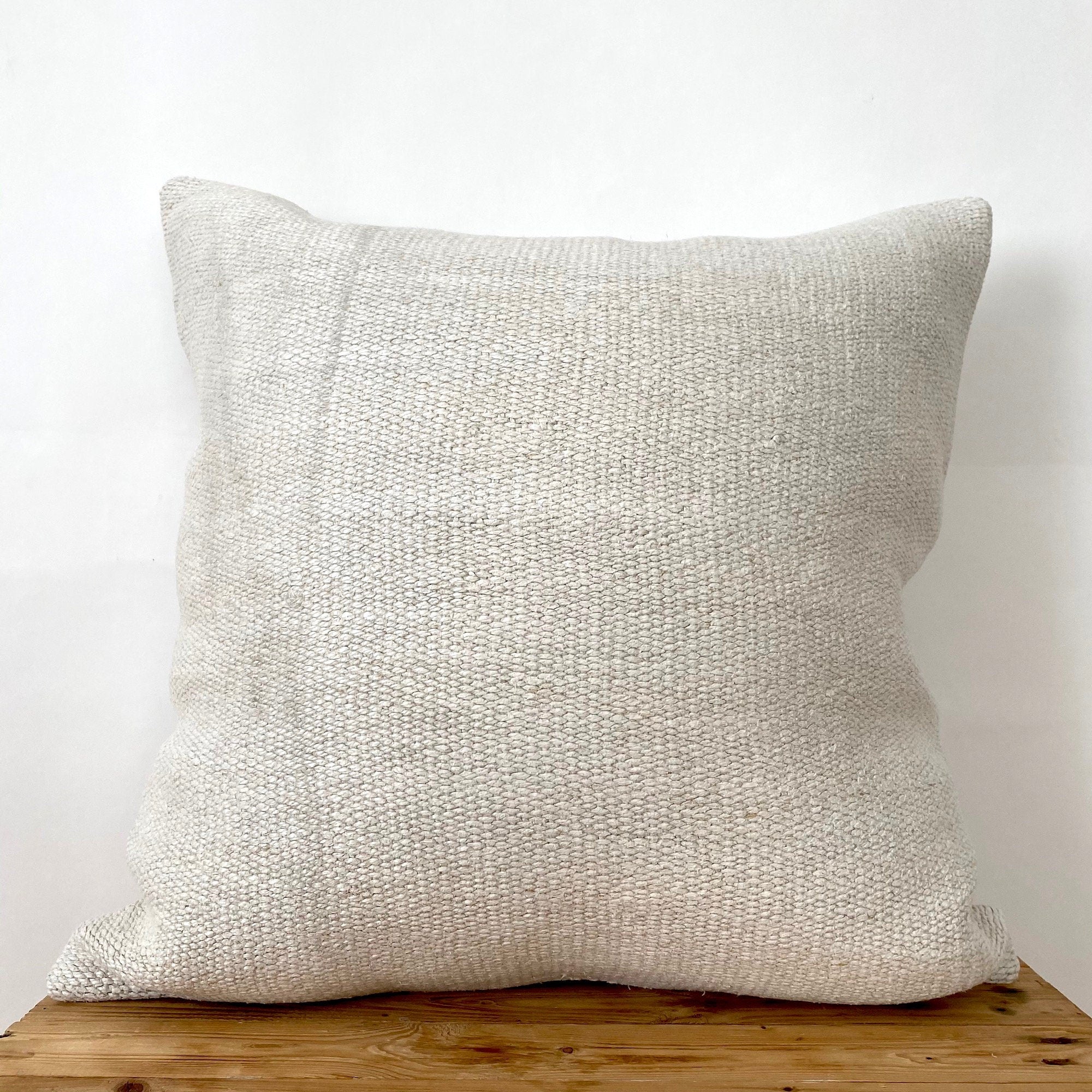 Cerise - White Hemp Pillow Cover