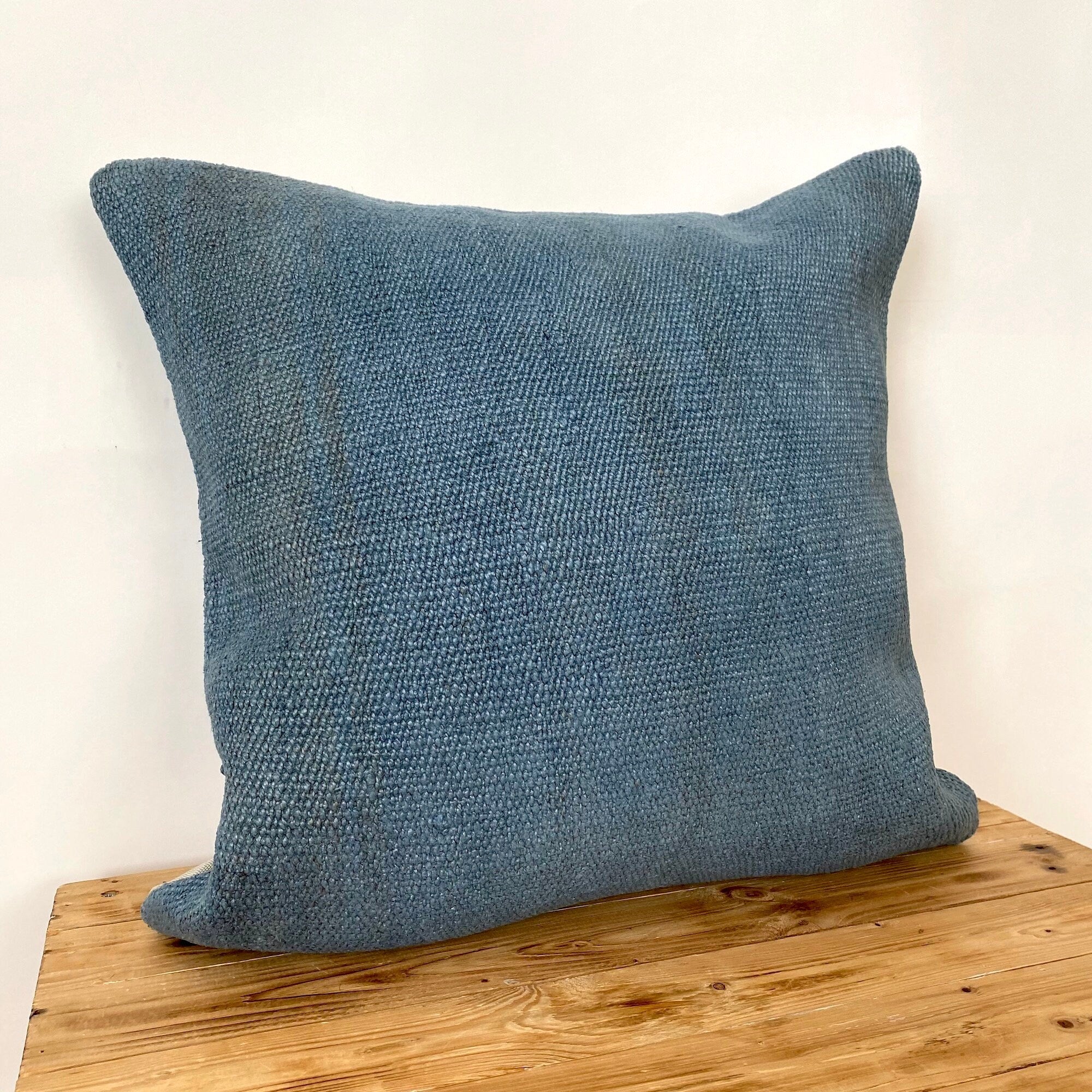 Clea - Blue Hemp Pillow Cover