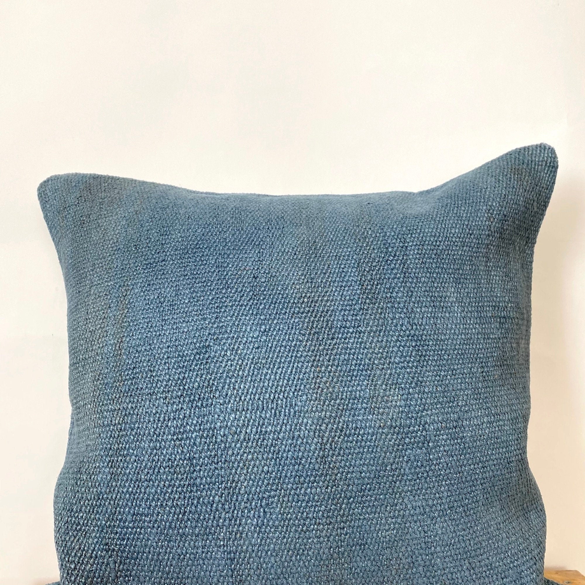 Clea - Blue Hemp Pillow Cover