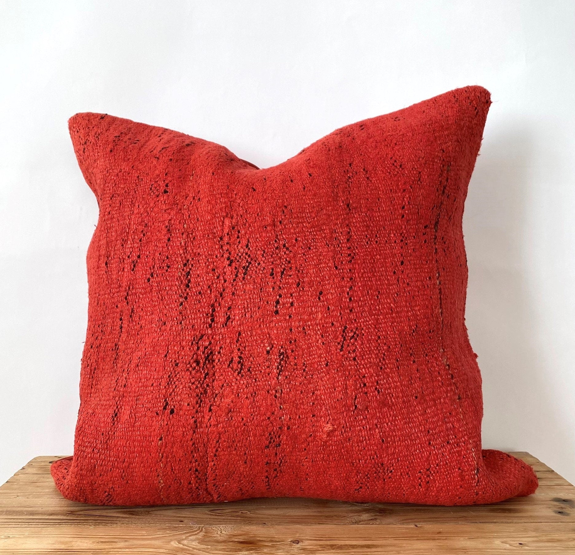 Hettie - Red Hemp Pillow Cover