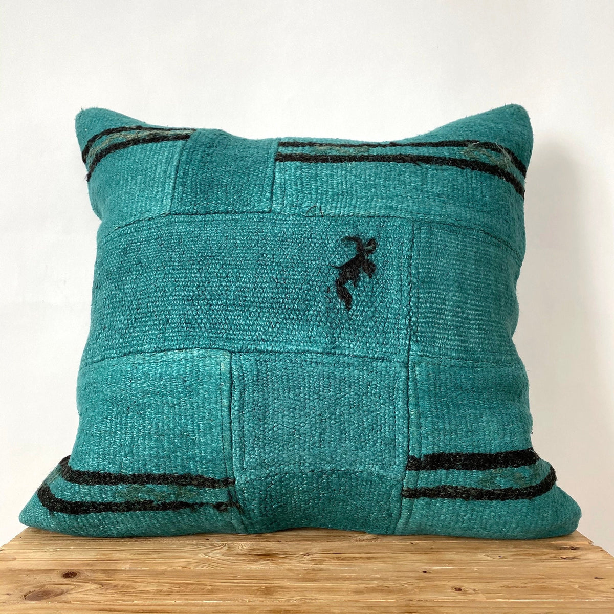 Coralyn - Turquoise Hemp Pillow Cover