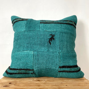 Coralyn - Turquoise Hemp Pillow Cover