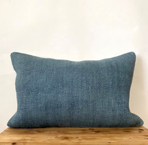 Cecile - Blue Hemp Pillow Cover