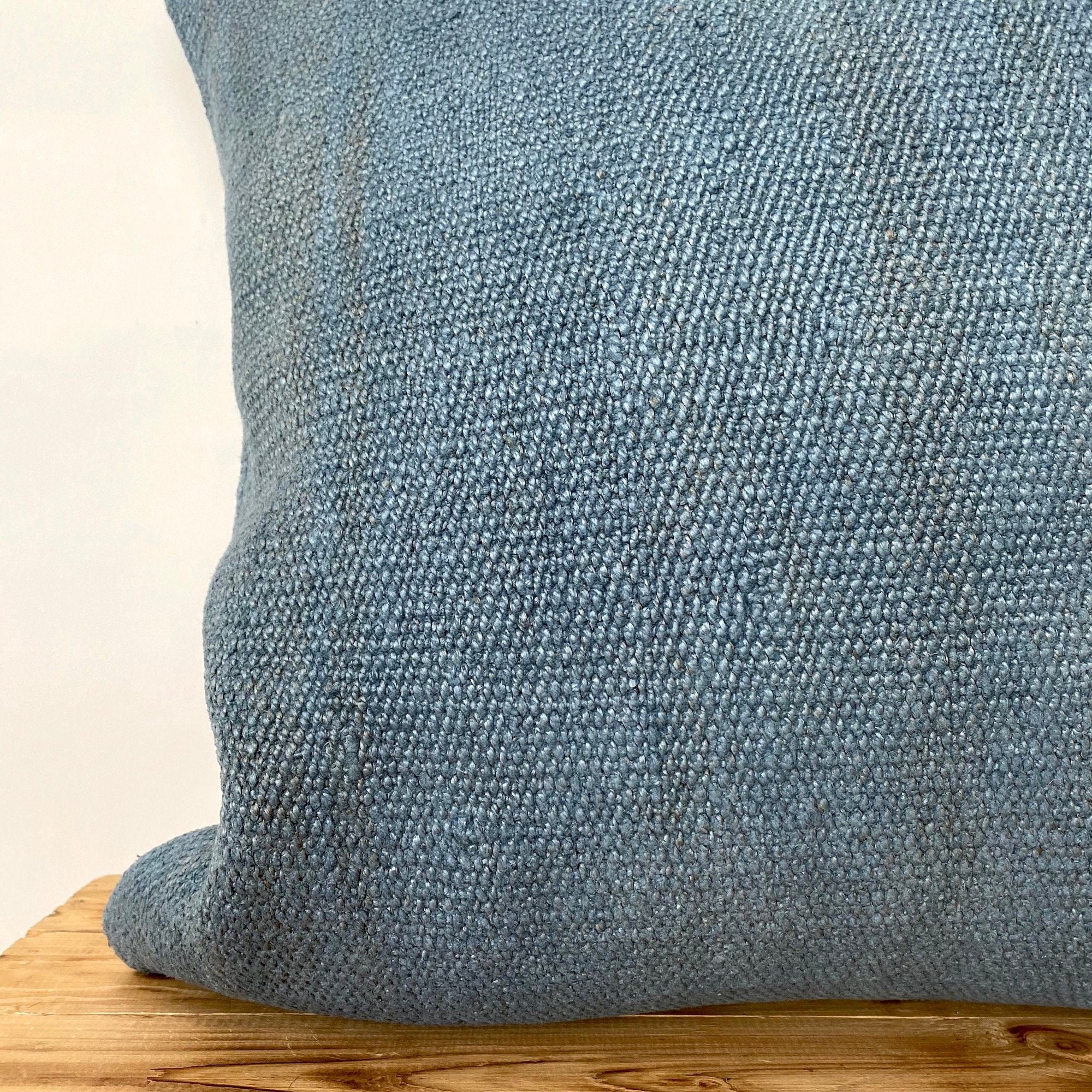 Clea - Blue Hemp Pillow Cover