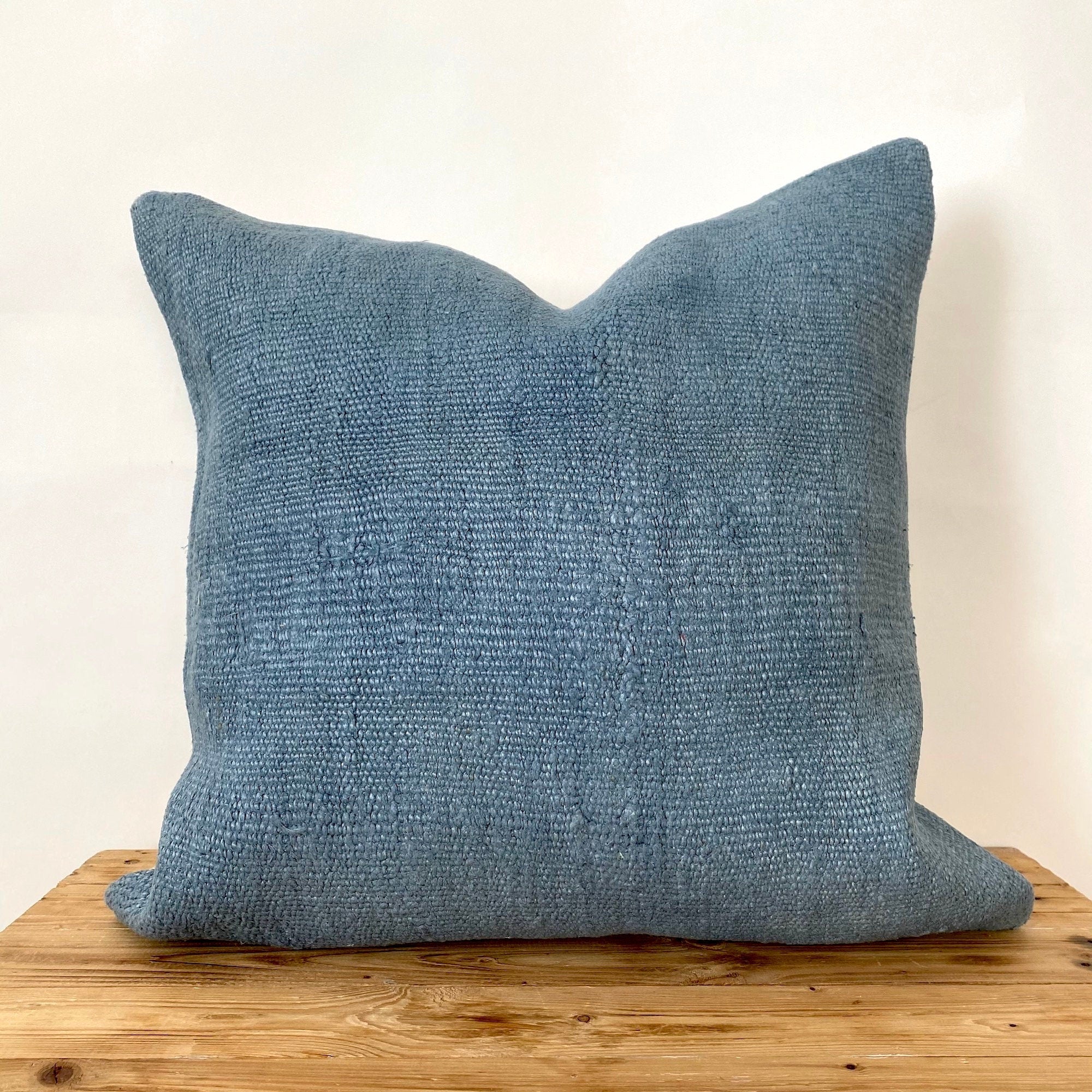 Chayla - Blue Hemp Pillow Cover