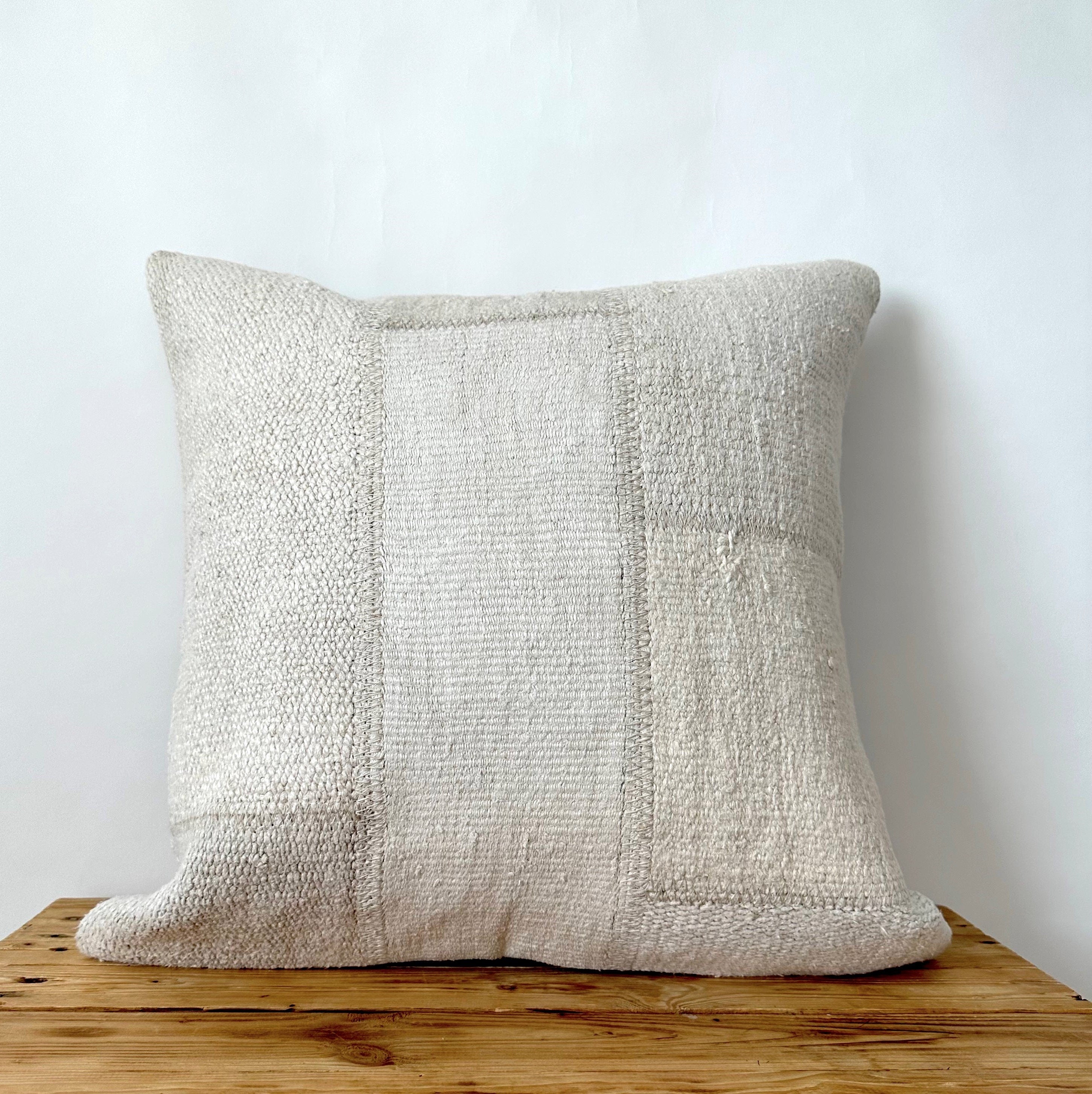 Trishelle - White Hemp Pillow Cover