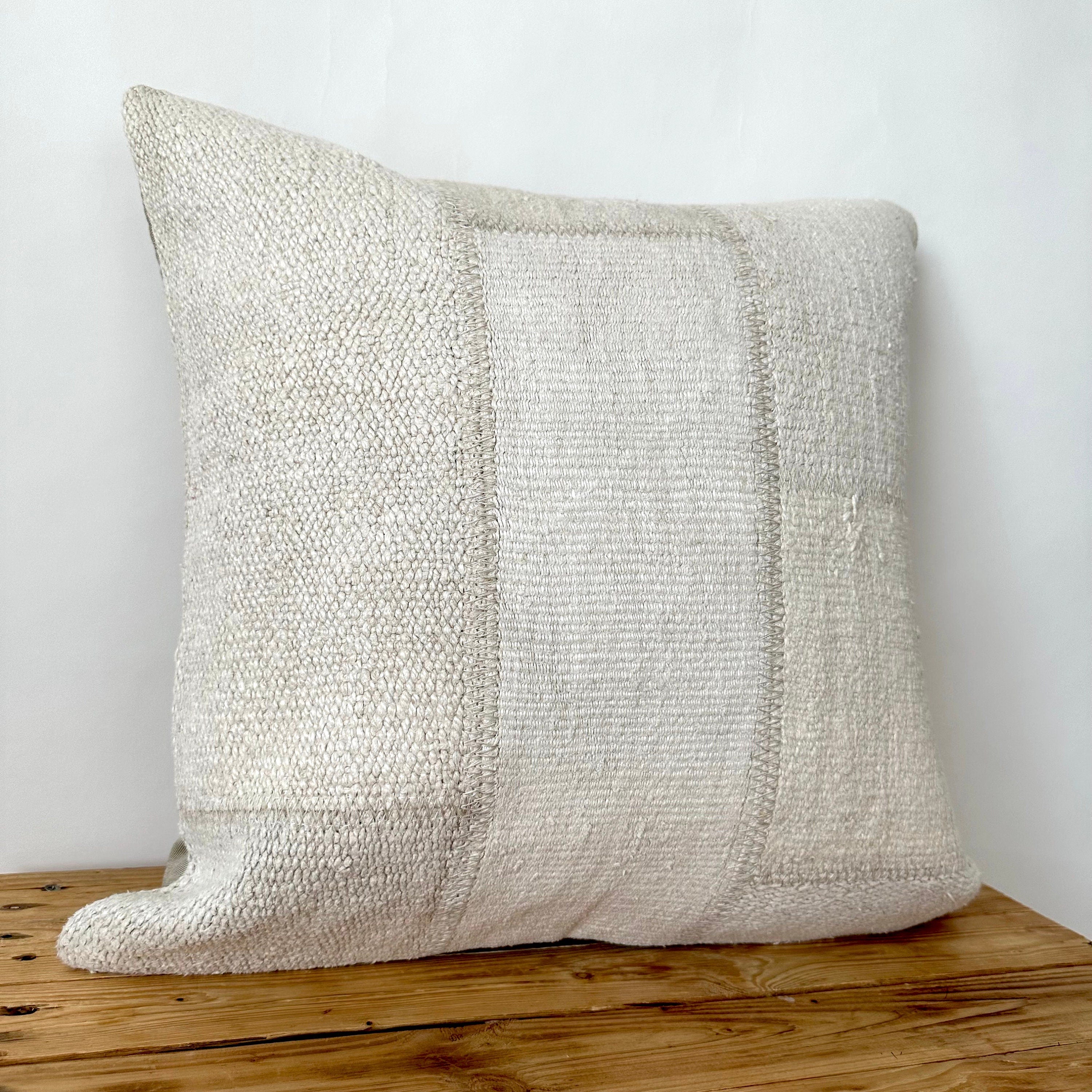 Trishelle - White Hemp Pillow Cover