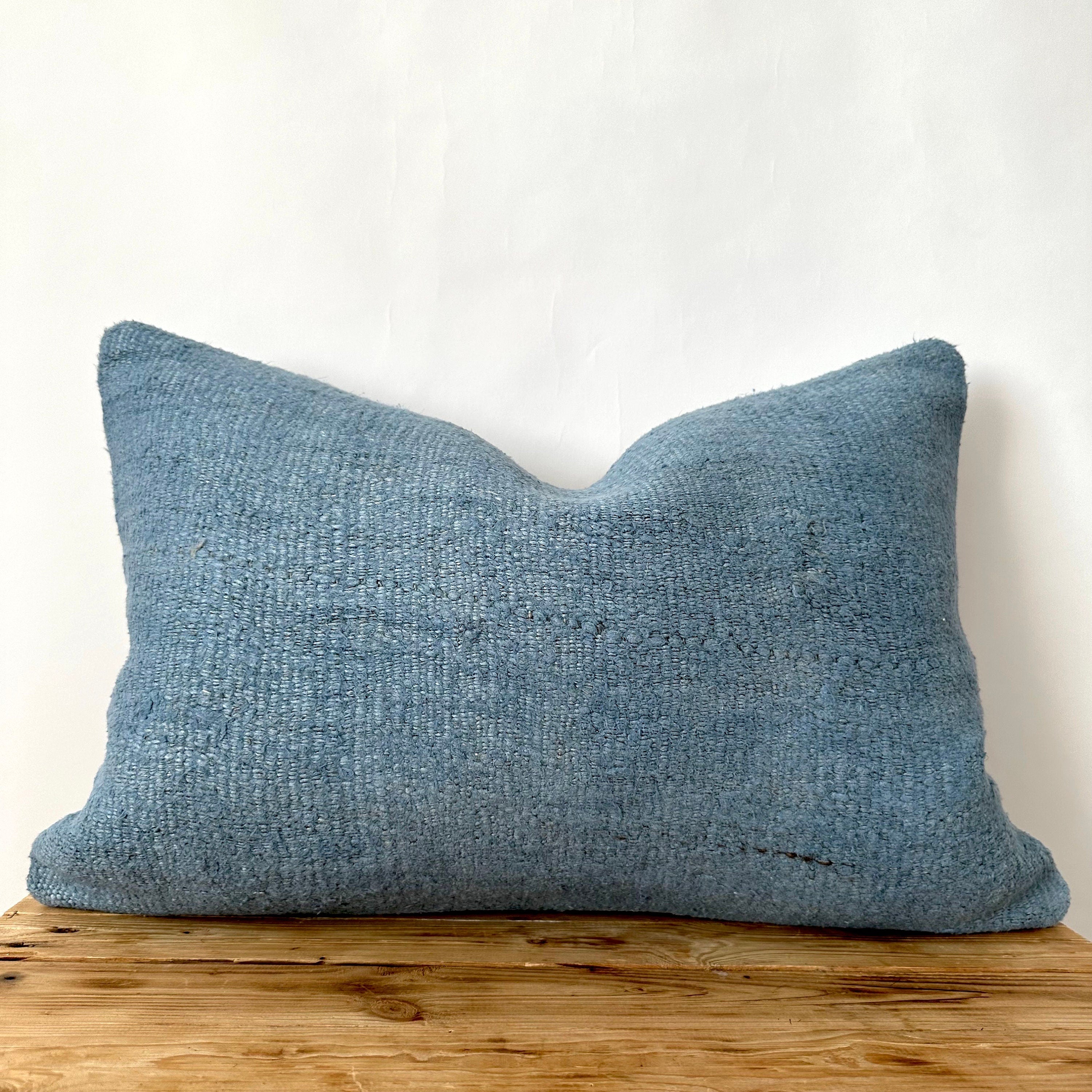 Carna - Blue Hemp Pillow Cover