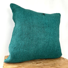 Clematis - Turquoise Hemp Pillow Cover