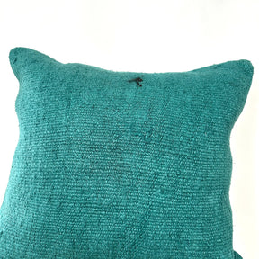 Clematis - Turquoise Hemp Pillow Cover