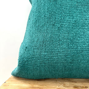 Clematis - Turquoise Hemp Pillow Cover