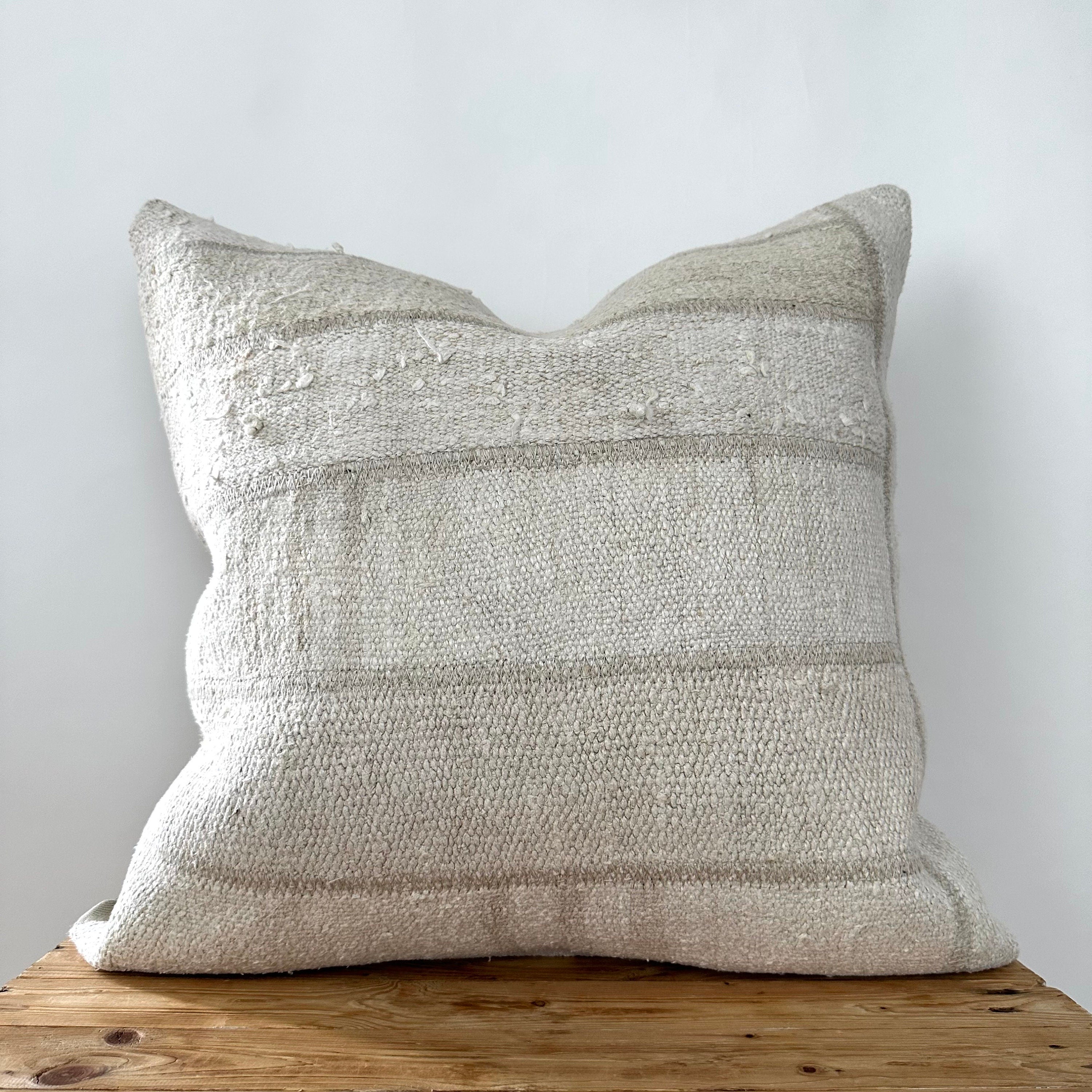 Terza - White Hemp Pillow Cover