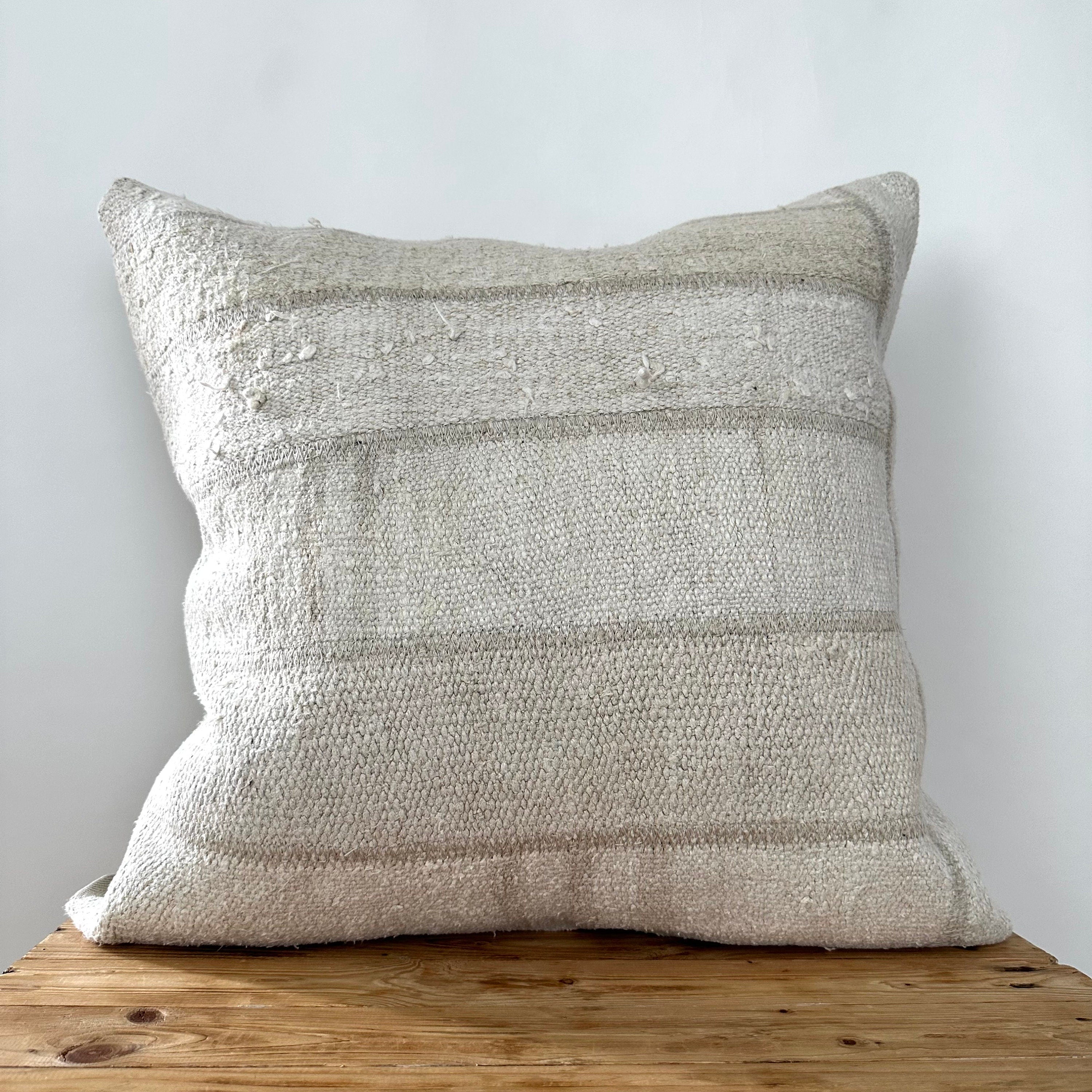 Terza - White Hemp Pillow Cover